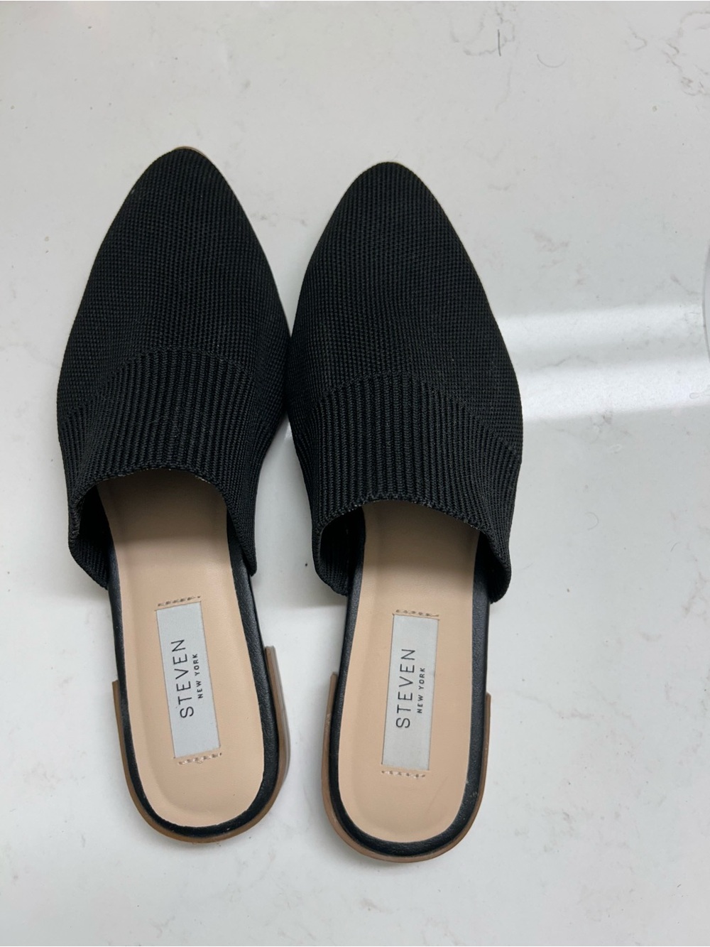 Steve Madden Black Knit Pointed-Toe Slip-On Mules